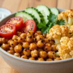 “Smoky Harissa Honey Chickpea Bowls with Crispy Cauliflower”