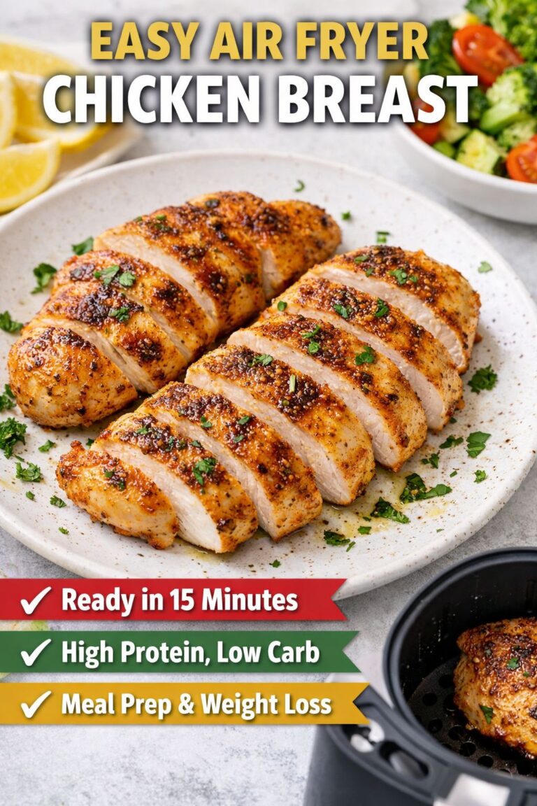 Easy Air Fryer Chicken Breast (Juicy, High Protein & Ready in 15 Minutes)