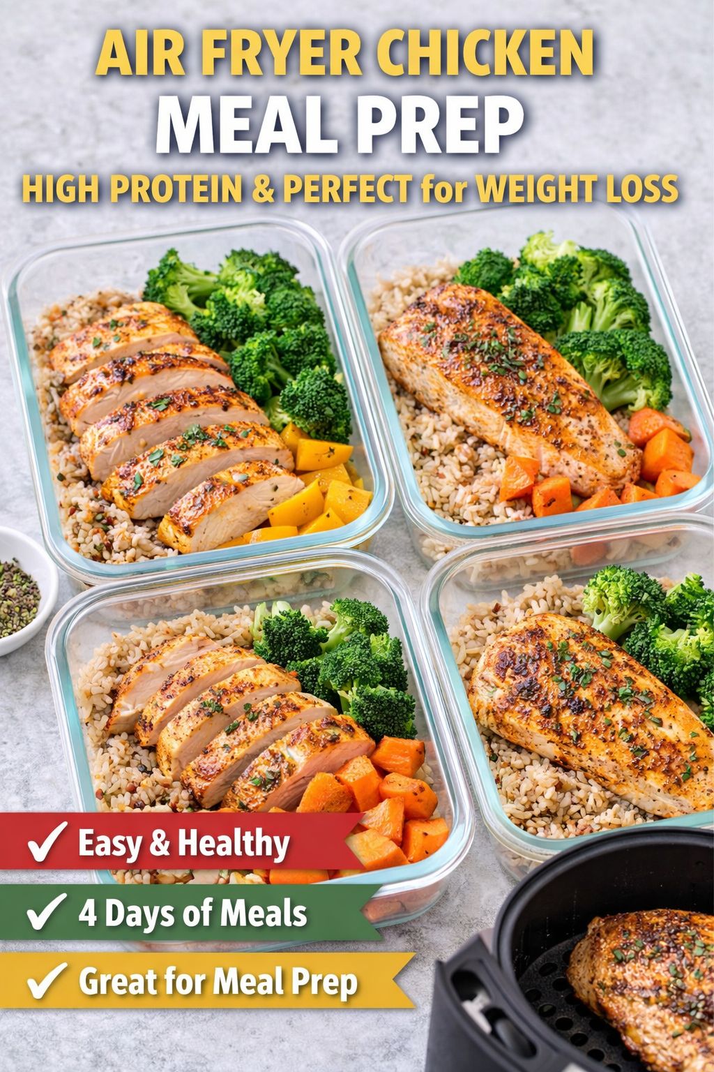 Air Fryer Chicken Meal Prep (High Protein & Perfect for Weight Loss)