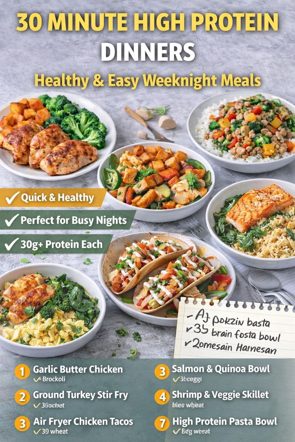 7 Easy 30-Minute High Protein Dinner Ideas