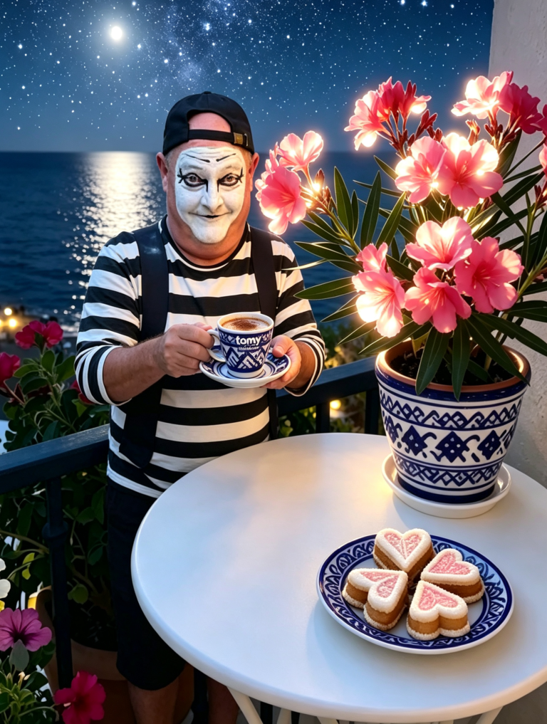 β Why Tom the Mime Never Starts His Morning Without Coffee